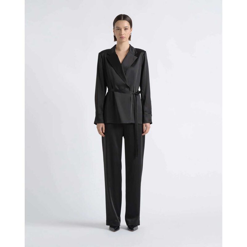 Cue Satin Tie Belt Shirt image number 7